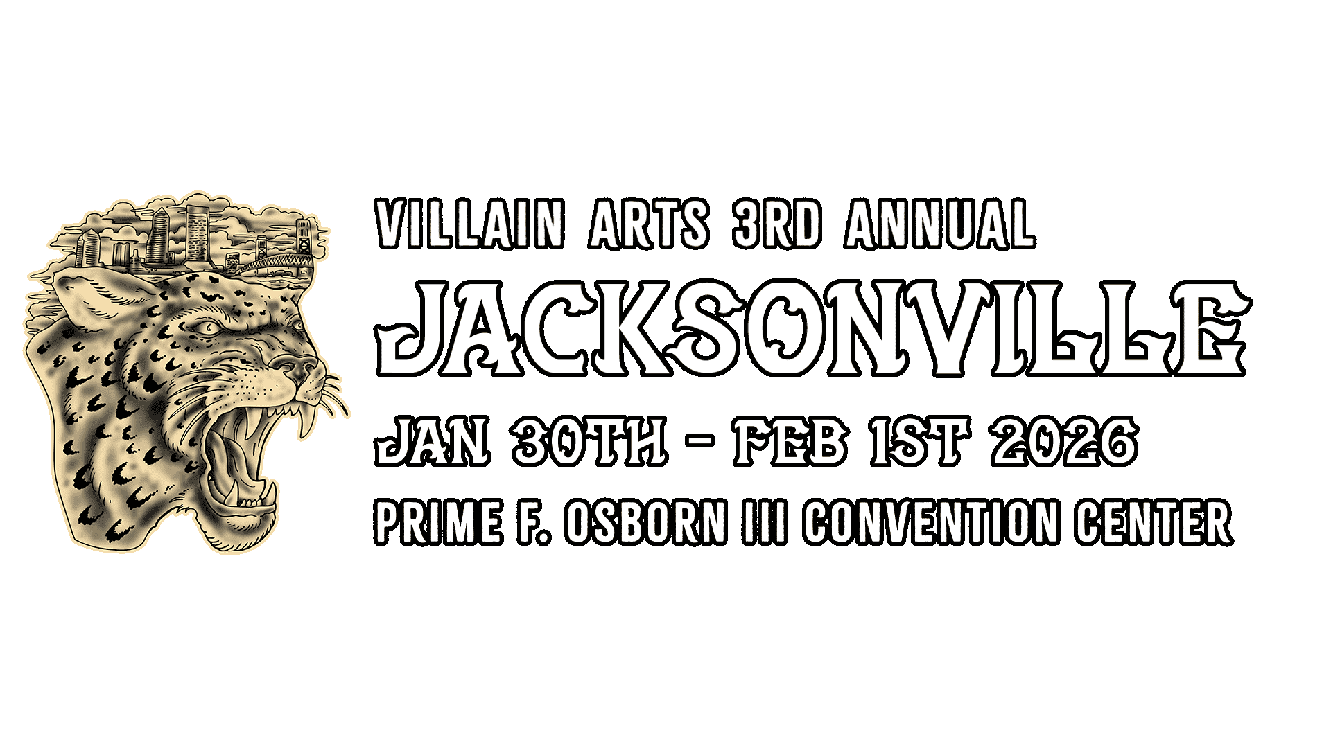 Jacksonville Tattoo Convention on January 30th - February 1st 2026 at the Prime F. Osborn III Convention Center.