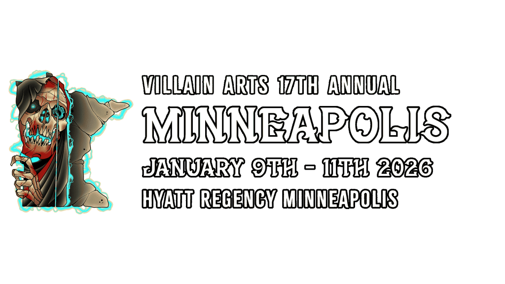 Villain Arts 17th Annual Minneapolis Tattoo Convention on January 9th - January 11th 2026 at the Hyatt Regency Minneapolis.