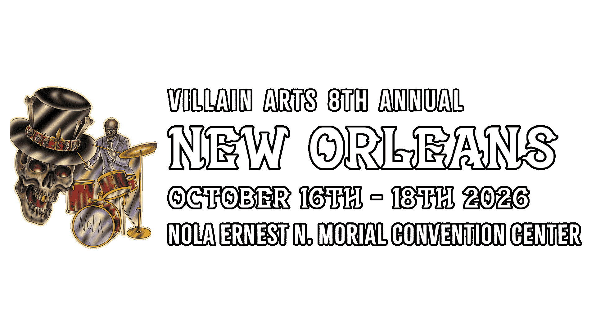 New Orleans Tattoo Convention on October 16th - October 18th 2026 at the NOLA Ernest N. Morial Convention Center.