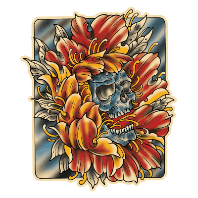 Villain Arts Raleigh 2027 logo showing a blue skill blooming from a red-orange flower