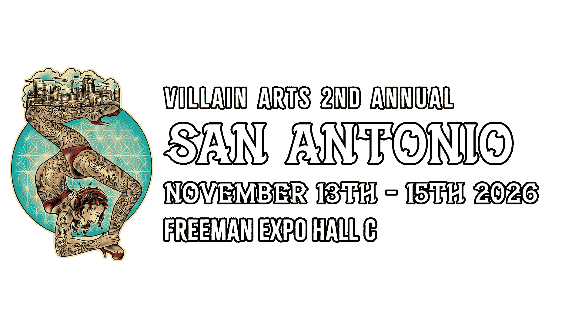 San Antonio Tattoo Convention on November 13th - November 15th 2026 at the Freeman Expo Center Hall C.